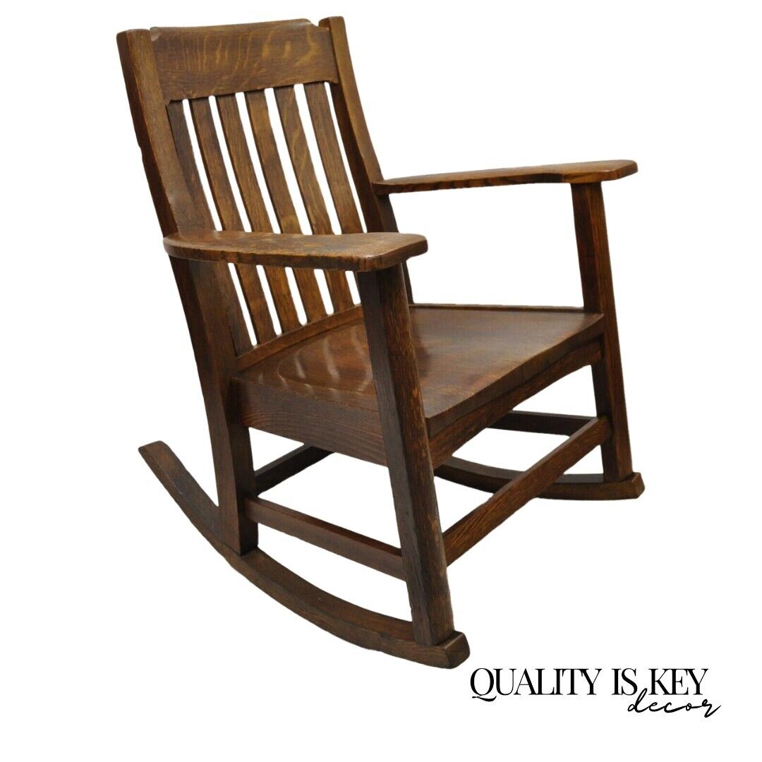 Antique Mission Oak Arts & Crafts Stickley Style Rocker Rocking Chair