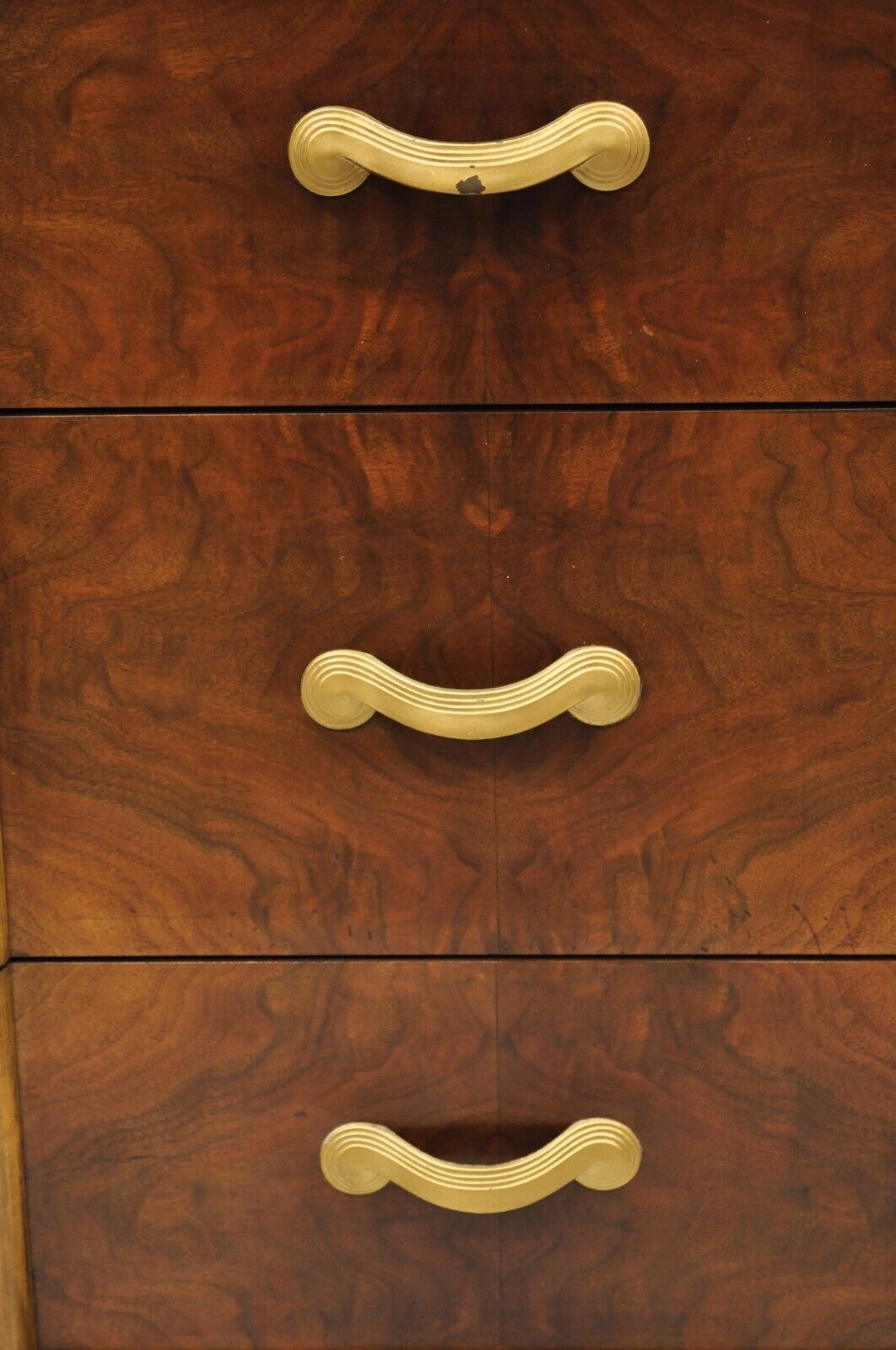 Joerns Bros Art Deco Mid Century Burl Walnut Tall Chest Dresser