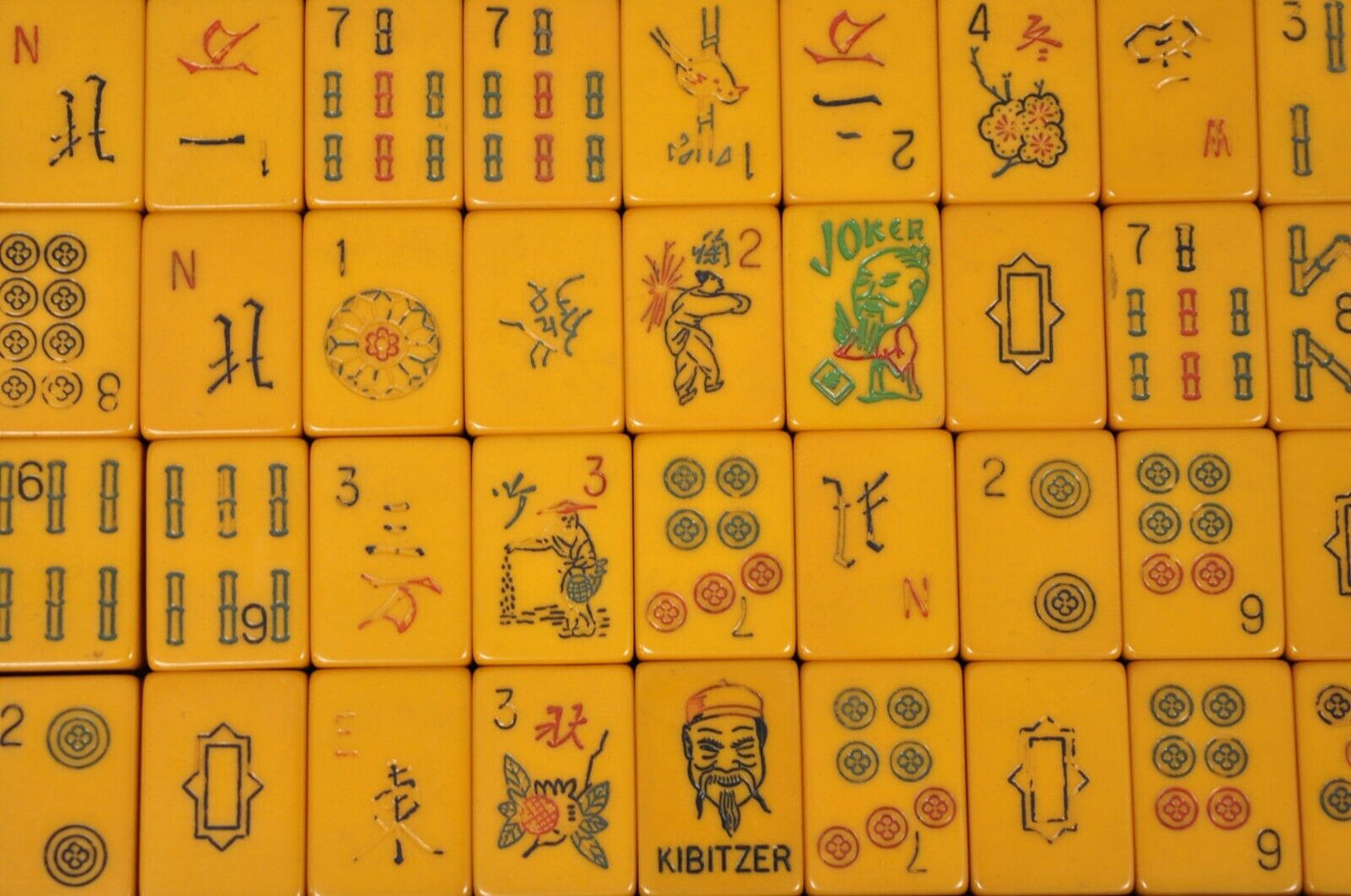 Antique Mah Jong Jongg Bakelite Game Set 148 Tiles 5 Racks