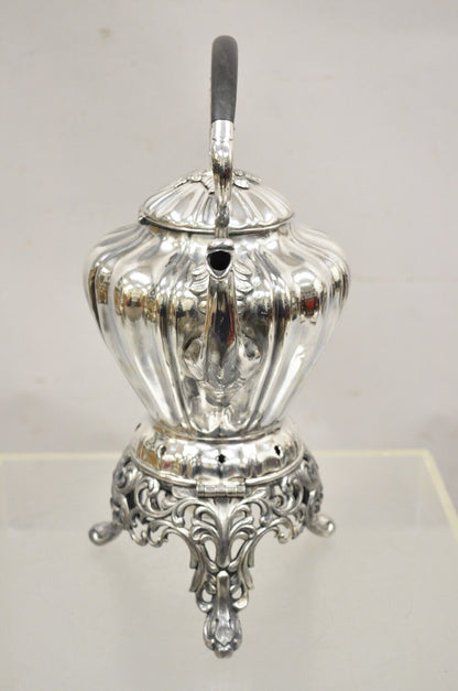 Antique Reed & Barton Silver Plated Victorian Tilting Tea Coffee Pot on Stand