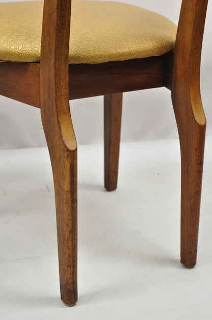 Mid Century Modern Cherry Wood Curved Back Hoof Leg Side Chair - a Pair