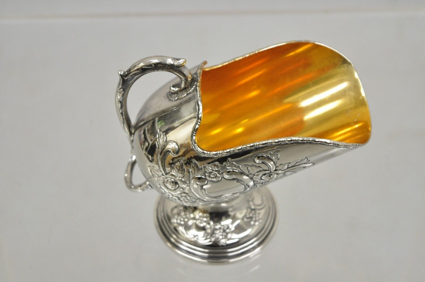 Vintage Raimond Sugar Scuttle Bowl Victorian Pedestal Silver Plated and Copper