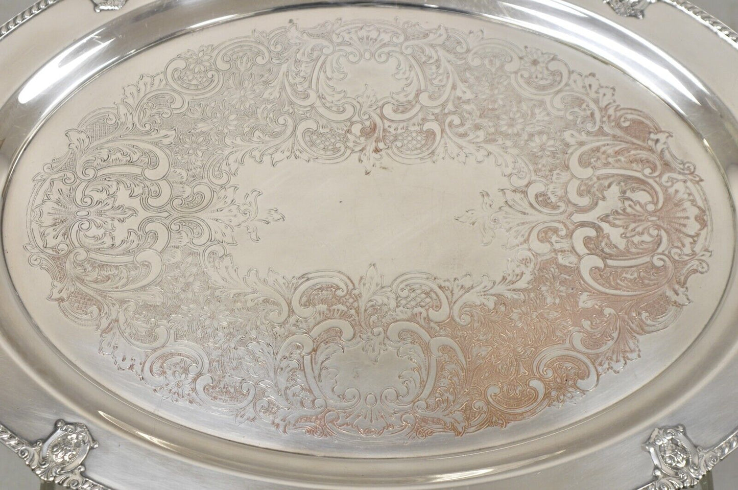 Vintage Rose Point by Wallace 24" Silver Plated Victorian Oval Platter Tray