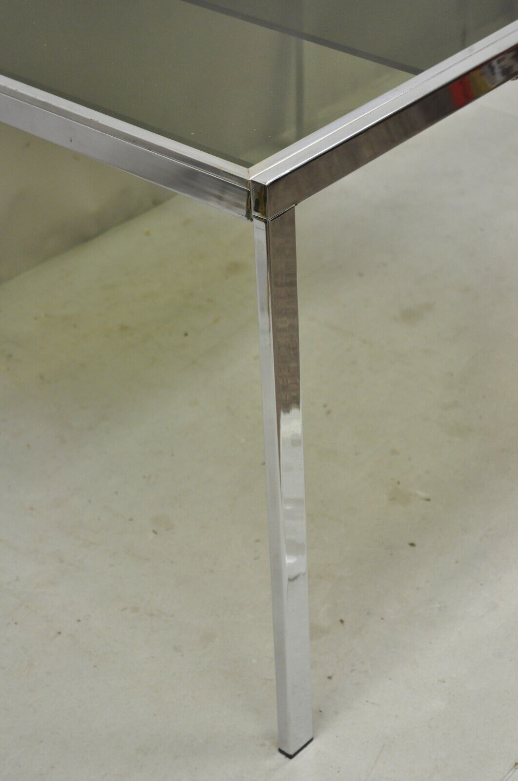 Mid Century Italian Modern Milo Baughman Chrome & Glass Extension Dining Table