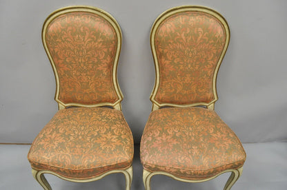 4 Italian Provincial French Hollywood Regency Upholstered Dining Side Chairs