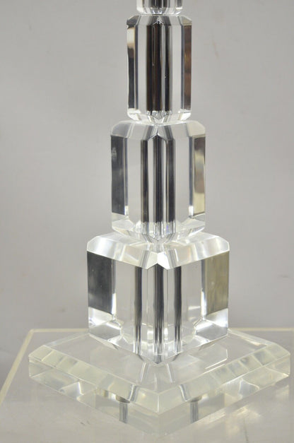 Art-Vue Mid Century Modern Large Stacked Lucite Acrylic Skyscraper Table Lamp