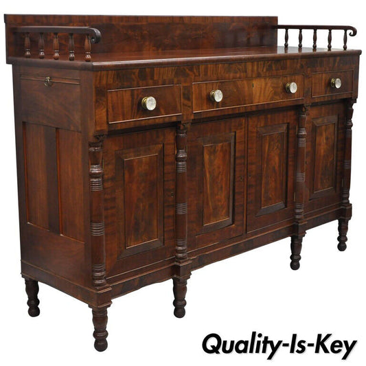 Antique American Empire Sideboard Buffet Crotch Flame Mahogany, circa 1840