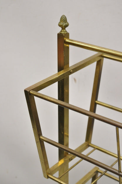 Vintage Mid Century Modern Brass Frame 2 Tier Magazine Rack Stand