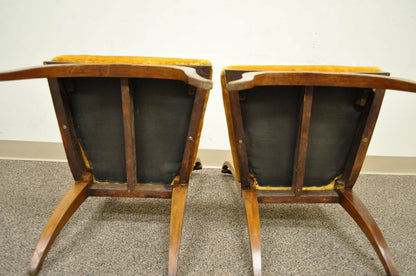 Pair of 19th C Biedermeier Ebonized & Burl Walnut Curule Base Side Accent Chairs