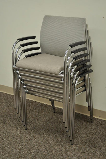 6 Keilhauer Flit-3813 Modern Chrome Dining Office Stacking Floating Arm Chairs