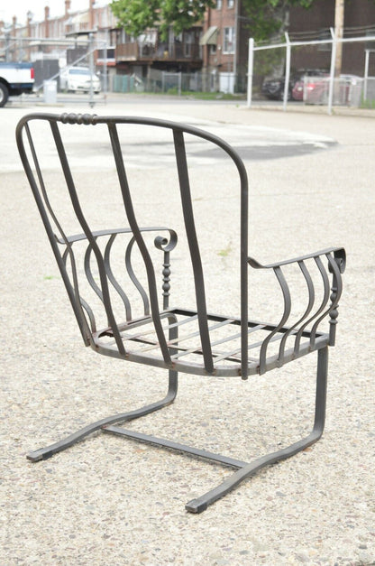 Meadowcraft Athens Deep Seating Wrought Iron High Back Spring Patio Lounge Chair