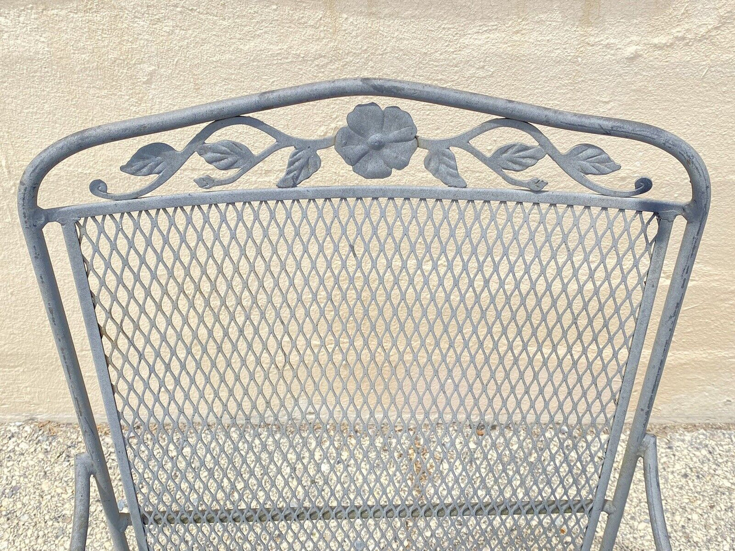 Vintage Meadowcraft Dogwood Coil Spring Wrought Iron Garden Patio Chair - a Pair