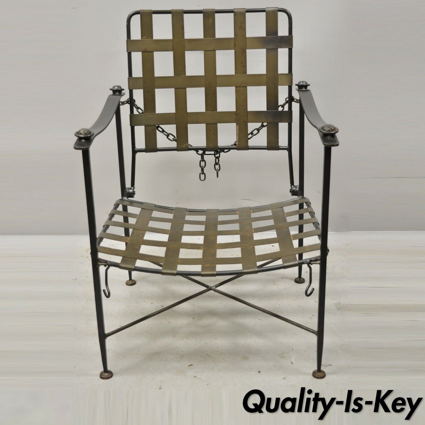 Charleston Forge Arts & Crafts Gothic Heavy Wrought Iron Adjustable Lounge Chair