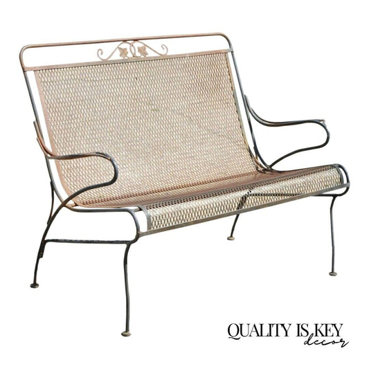 Vintage Woodard Iron Maple Leaf Garden Patio Settee Loveseat Chair