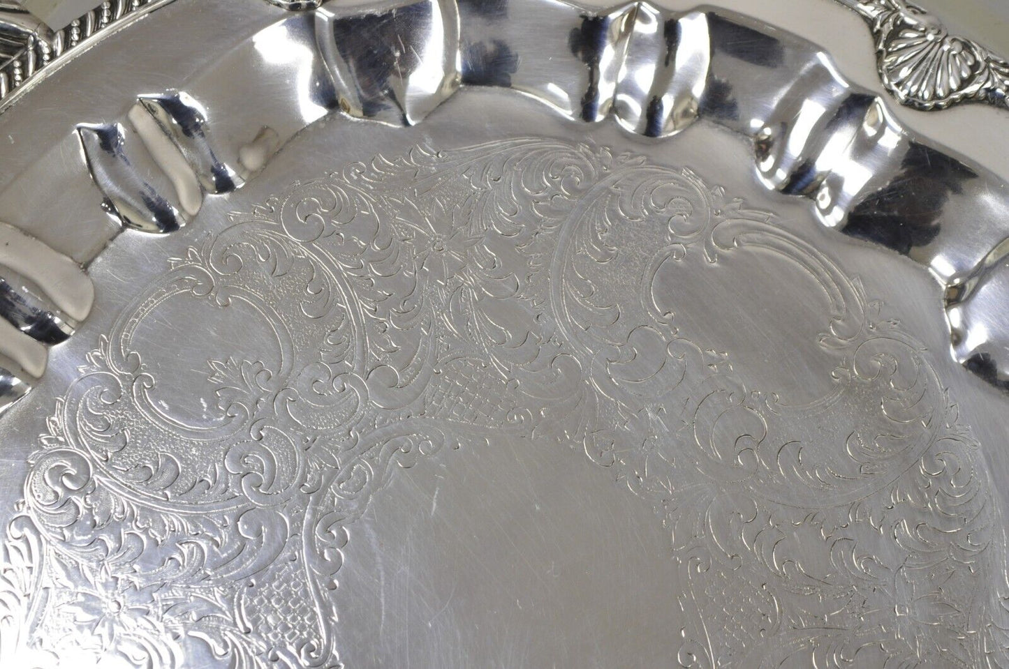 Vintage Federal Silver Co. Silver Plated Large Round Twin Handle Platter Tray