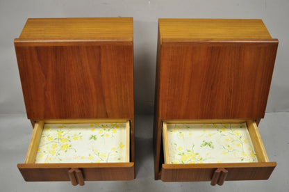 Vintage Mid Century Danish Modern Teak Bedside Cabinet Nightstands - a Pair