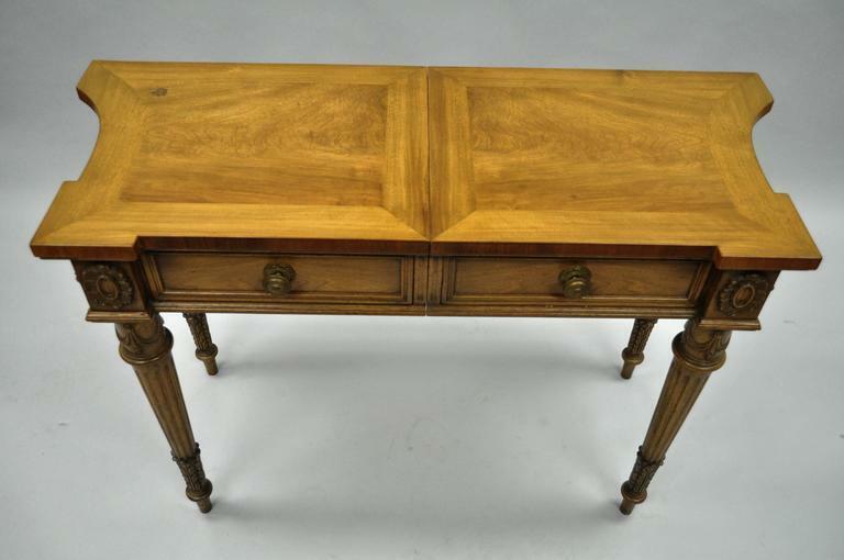 Vintage Karges Walnut French Regency Style Extension Server Console Sofa Table