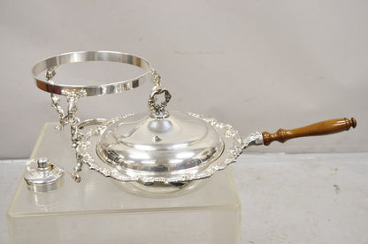 Vintage Victorian Style Ornate Silver Plated Chafing Dish Food Warmer w/ Burner