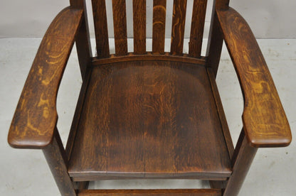 Antique Mission Oak Arts & Crafts Stickley Style Rocker Rocking Chair