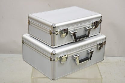 Modern Silver Aluminum Metal 17" Storage Box Briefcase Carry Bag