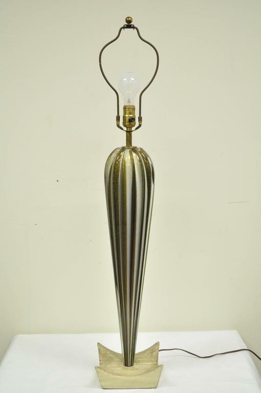 Italian Murano Blown Glass Gold Fleck Mid Century Modern Teardrop Table Lamp