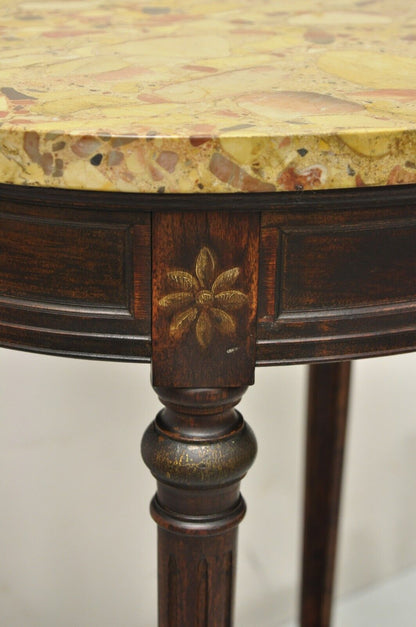 Vintage French Louis XVI Style Victorian Oval Marble Top Accent Side Table