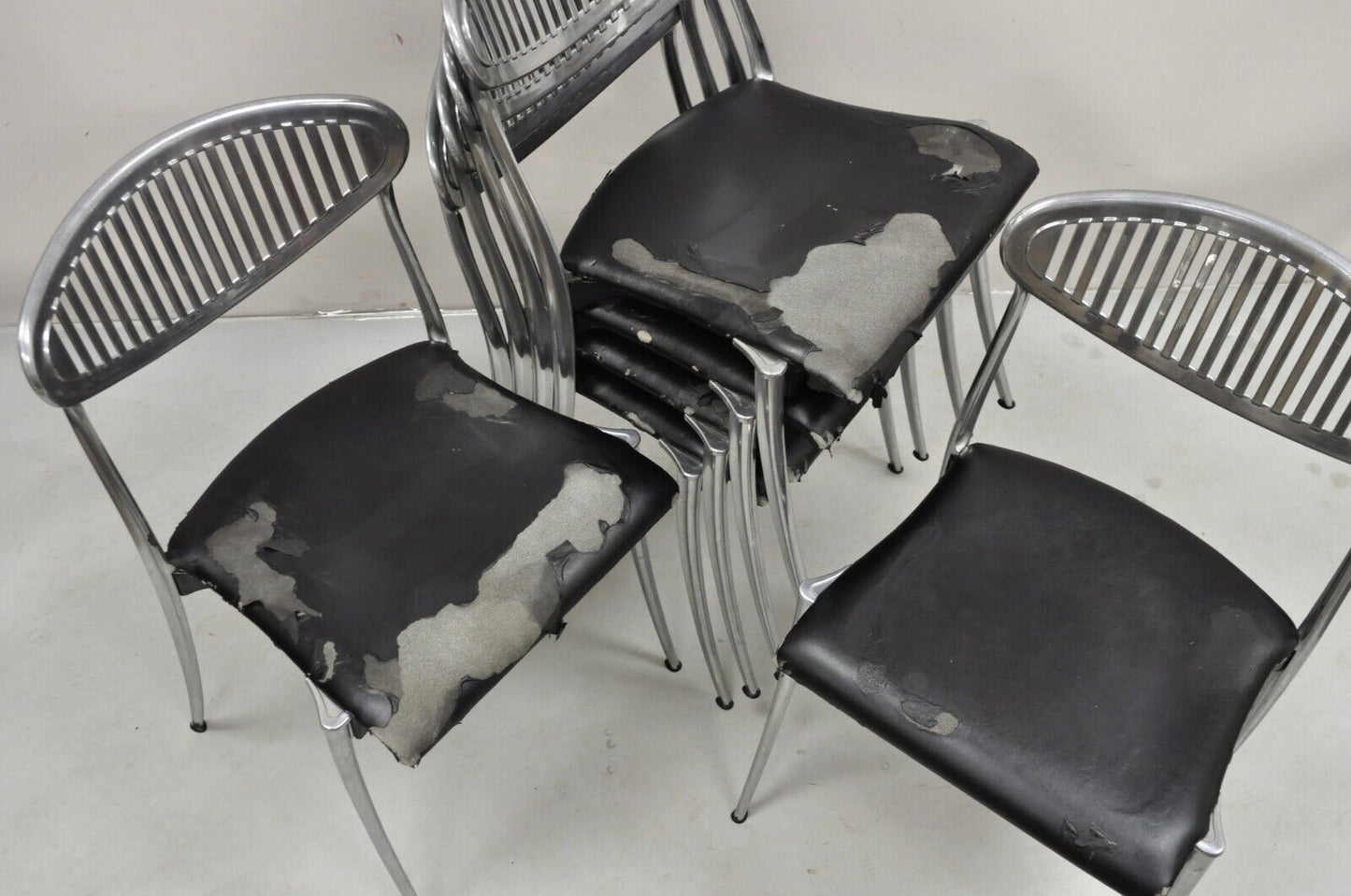 Coro Luigi Origlia Italian Modern Sculpted Aluminum Dining Chairs - Set of 6