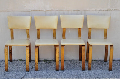 Vintage Thonet Bentwood Dining Chairs with Beige Vinyl Seats - Set of 4