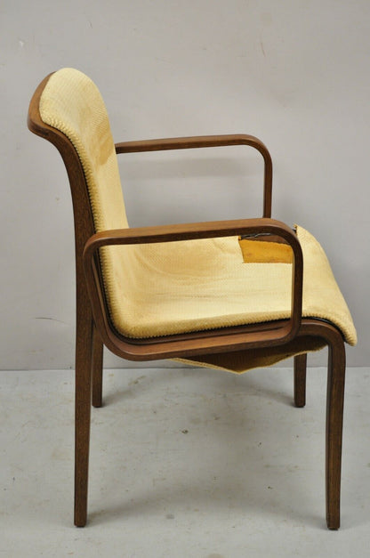 Knoll Bill Stephens Mid Century Modern Bentwood Upholstered Dining Arm Chair