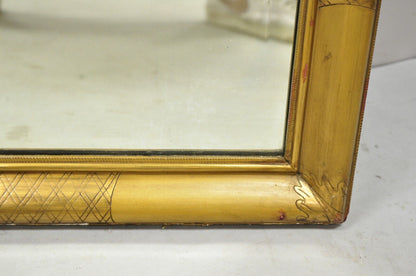 Antique French Rococo Style Gold Giltwood 65" Large Trumeau Mirror Fruit Basket