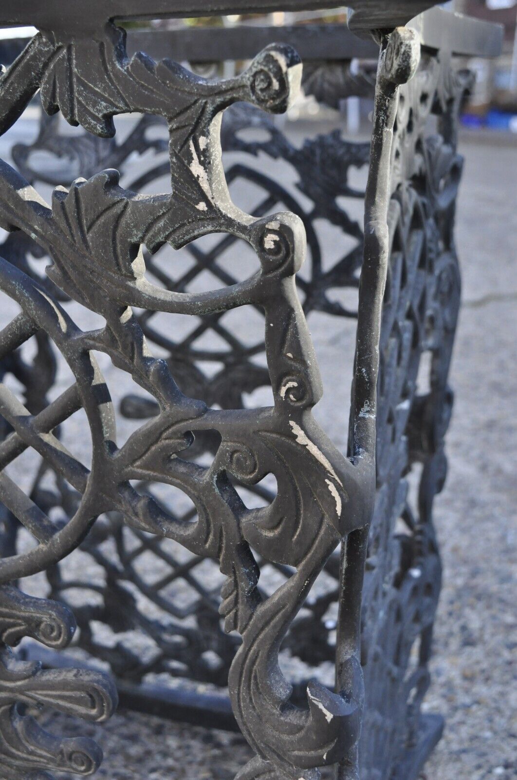 Ornate Cast Aluminum Mediterranean Style Black Pedestal Dining Table Base