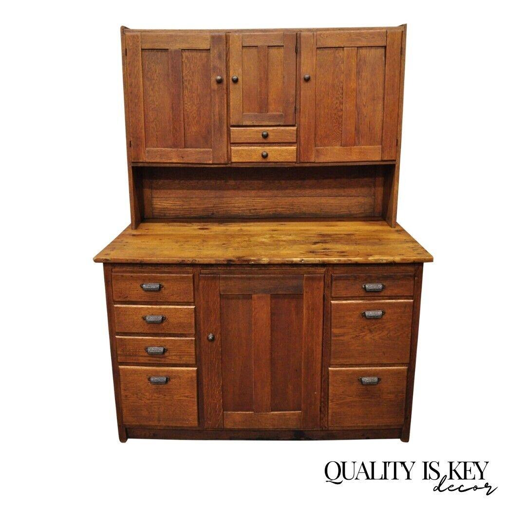 French Country Provincial Oak Wood Chestnut Kitchen Cupboard Hutch Cabinet