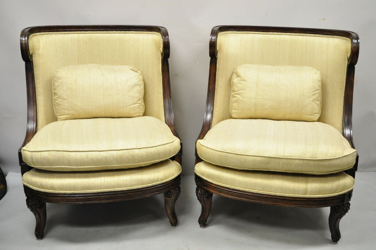 Alexander & Mary John Richard Oversize Barrel Back Lounge Club Chairs - a Pair