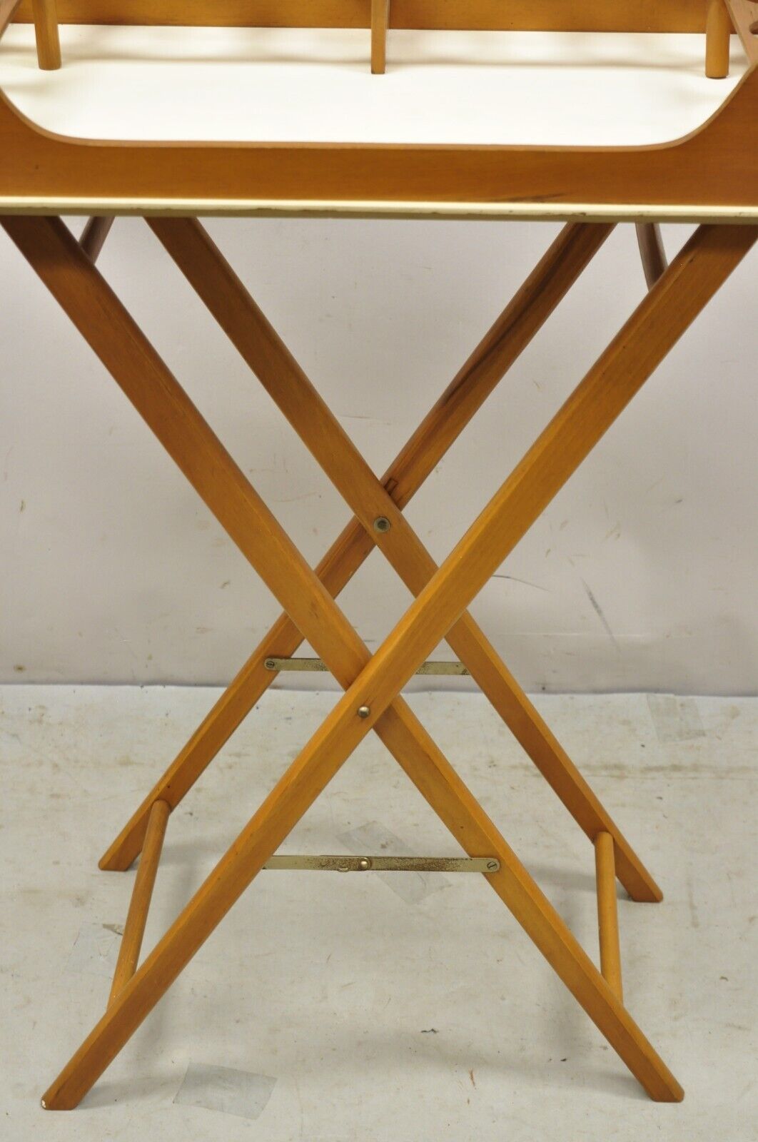 Vintage Mid Century Modern Folding Bar Cart Stand with Serving Tray