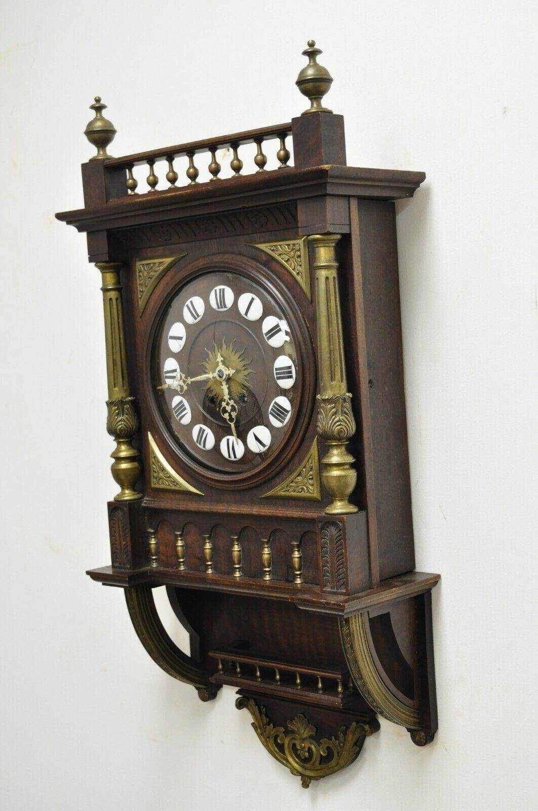 Antique French Empire Victorian Bronze Ormolu Walnut Vatican Wall Clock
