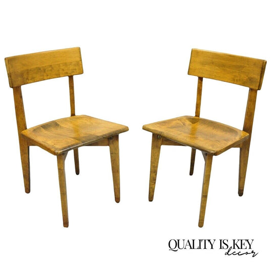 Vintage Gunlocke Mid Century Modern Wooden Side Chairs - a Pair