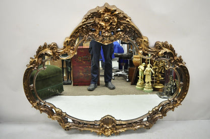 Vintage Italian Baroque Style Gold Hollywood Regency Large Sofa Wall Mirror