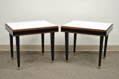 Pair of Vintage Mid Century Modern Rectangular Walnut & Laminate End Side Tables