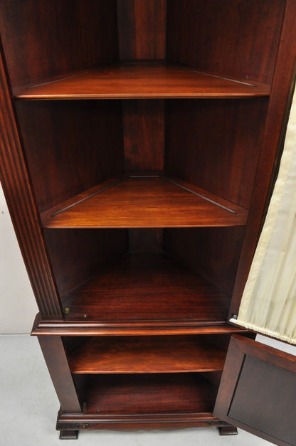 Vintage Georgian Style Mahogany Corner Cabinet China Cabinet with Glass Door