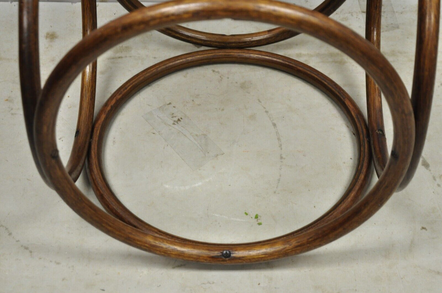 Vintage Mid Century Modern Thonet Bentwood Cane Seat Round Stool (B)