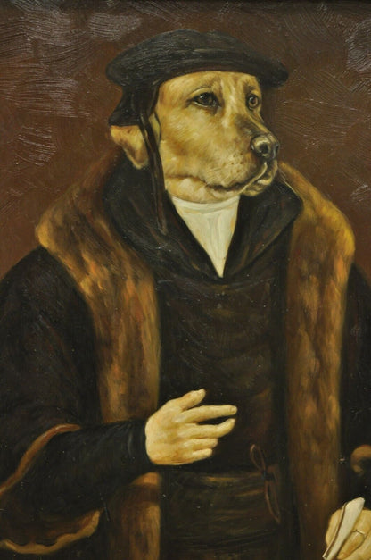 J.G. Clonney Signed Oil on Board Framed Royal Dog Golden Lab Painting Portrait
