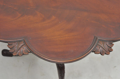 Vintage Crotch Mahogany Chippendale Style Pie Crust Pedestal Side Tea Table