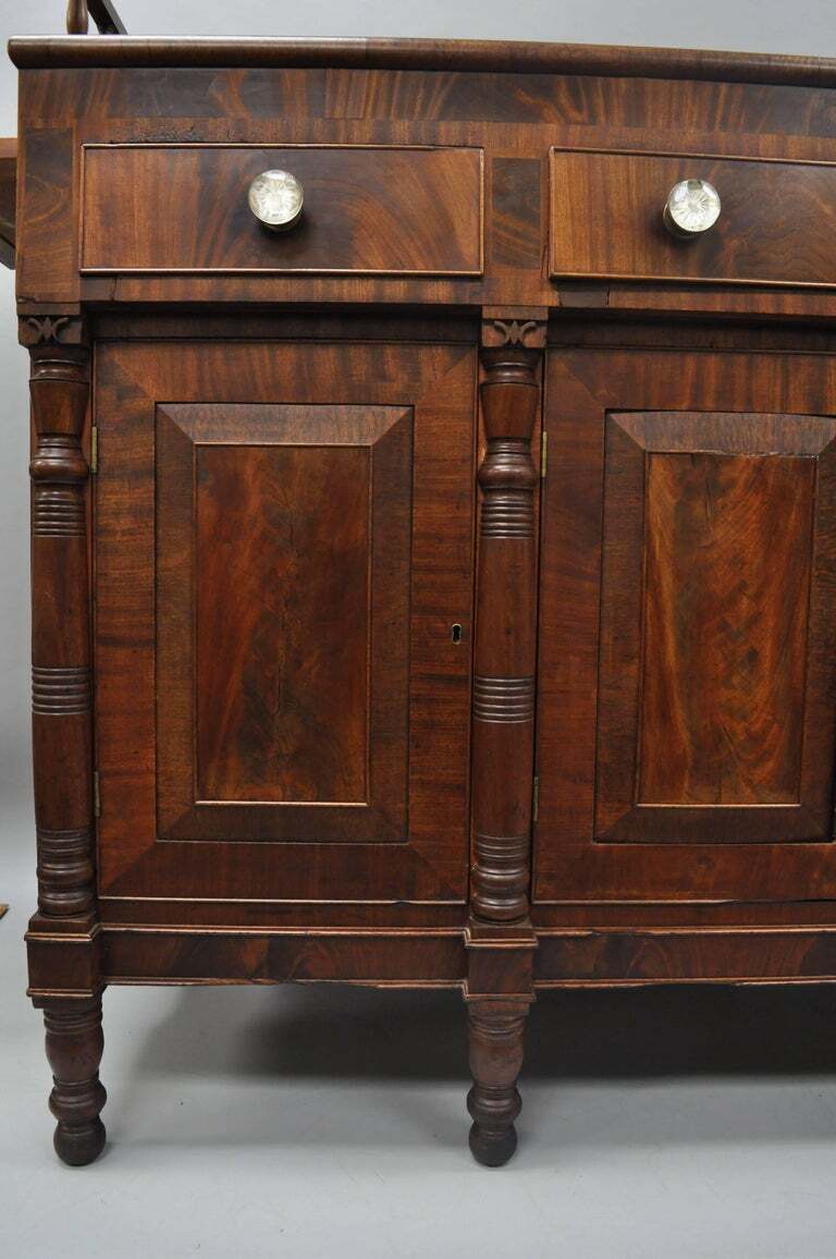 Antique American Empire Sideboard Buffet Crotch Flame Mahogany, circa 1840