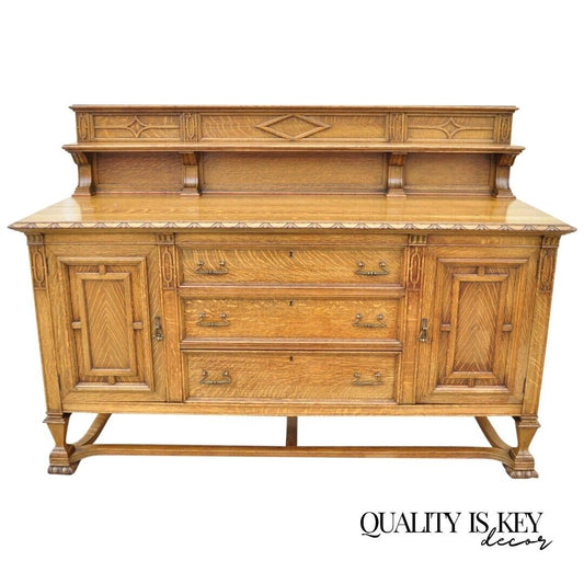 Antique Mission Oak Arts & Crafts Sideboard Buffet by Grand Rapids Furniture Co.