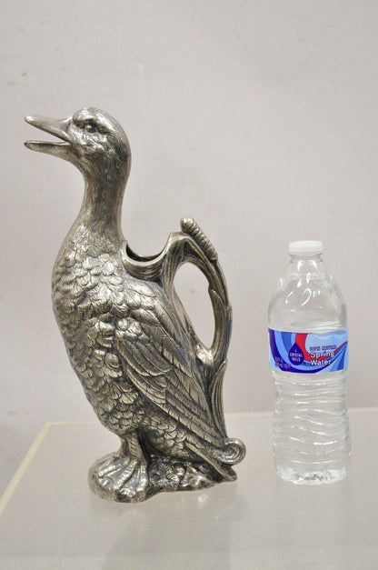 Vintage Alpaca Duck Mallard Figural Silver Plated Water Pitcher Decanter