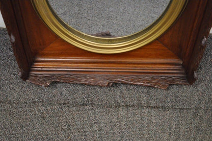 Antique Black Forest Victorian Faux Bois Carved Mahogany & Gold Gilt Mirror