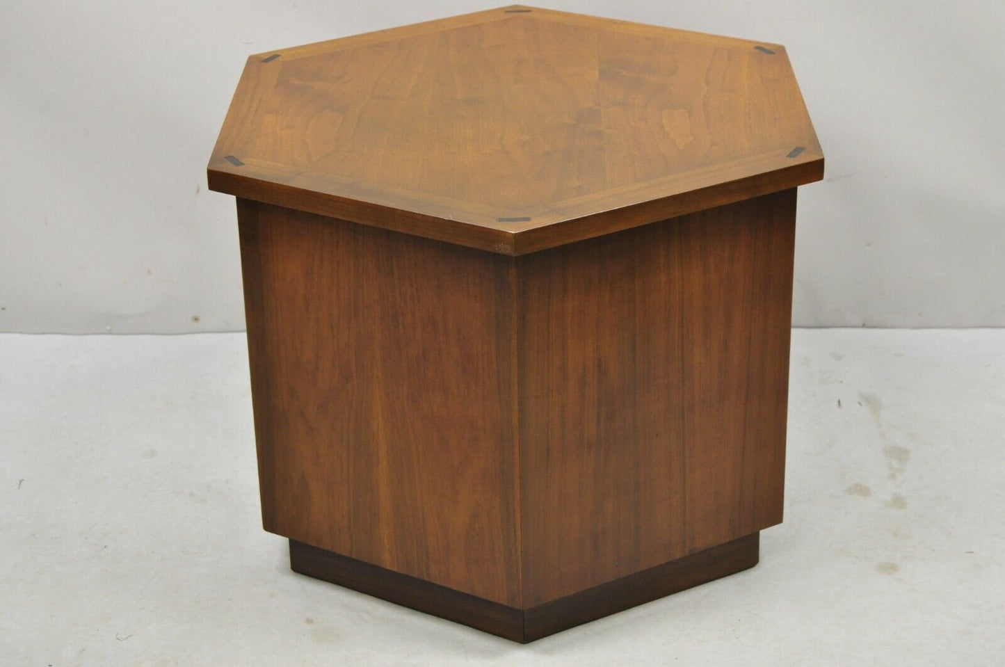 Lane Altavista Mid Century Modern Walnut 2 Door Side Drum End Table Cabinet