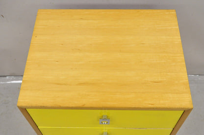 Founders Jack Cartwright Mid Century Modern Yellow Nightstand Chest Maple Chrome