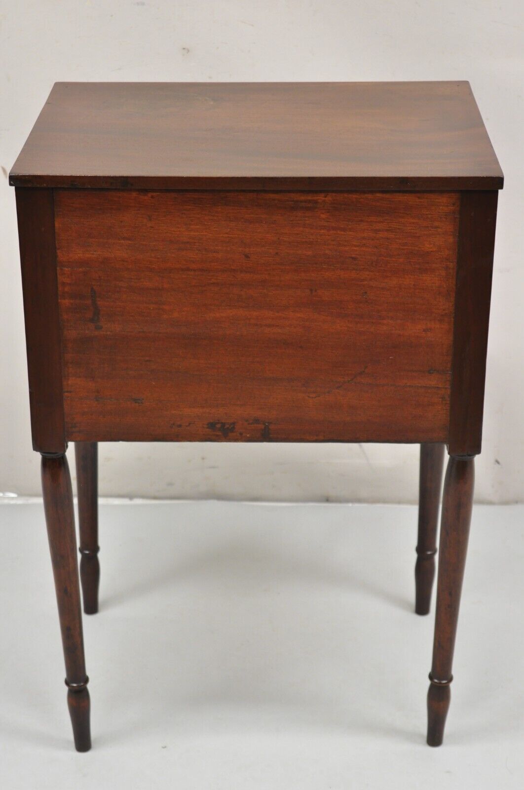 Antique Federal Sheraton Mahogany 2 Drawer Work Stand Side Table Nightstand