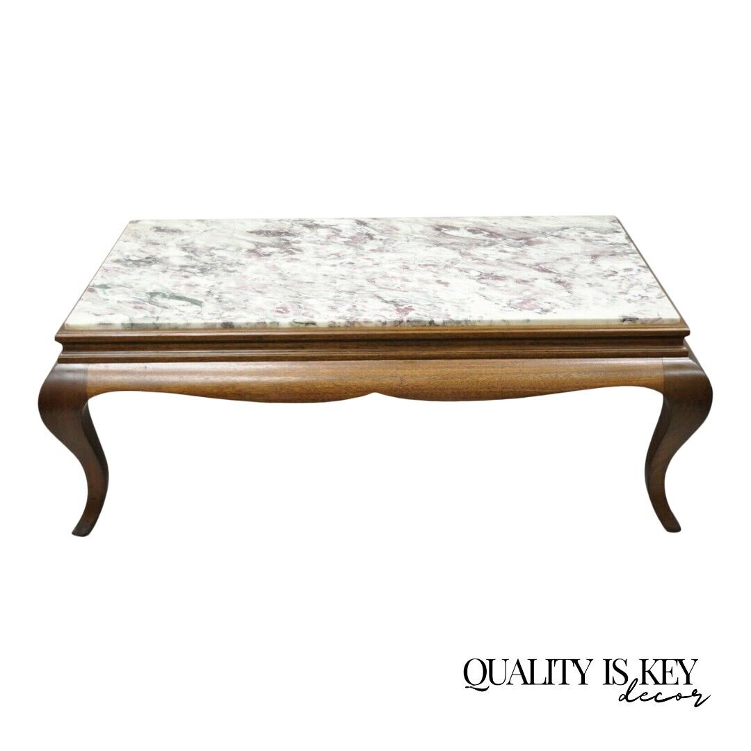 20th Century Georgian Hollywood Regency Mahogany Frame Marble Top Coffee Table